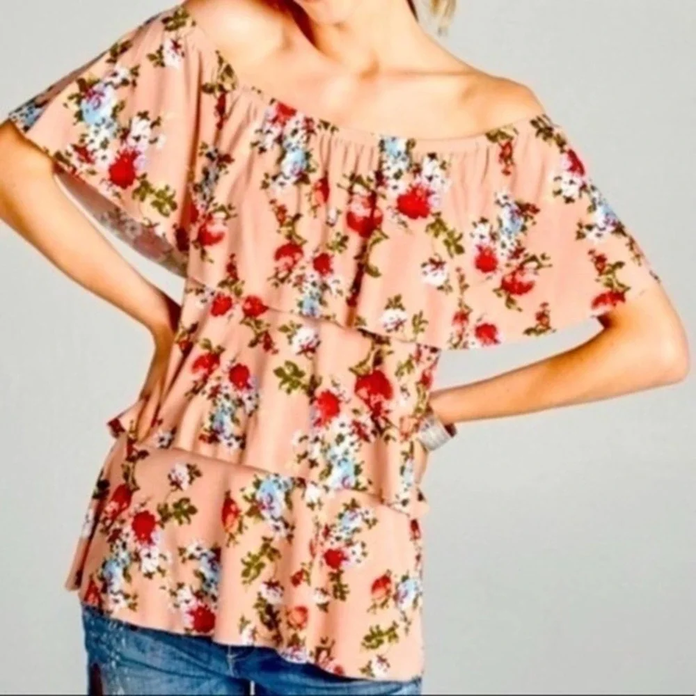 Last One: Blush Floral 3-Tier Ruffle Top BRAND NEW - Picture 3 of 7